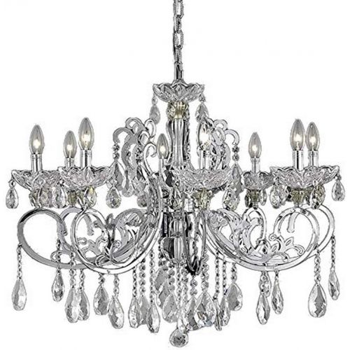  Worldwide Lighting Kronos Collection 8 Light Chrome Finish and Clear Crystal Chandelier 30 D x 26 H Large