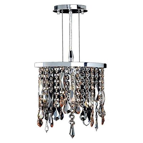  Worldwide Lighting Fiona Collection 1 Light Chrome Finish Multi-colored Crystal Pendant 10 L x 4 W x 11 H Mini