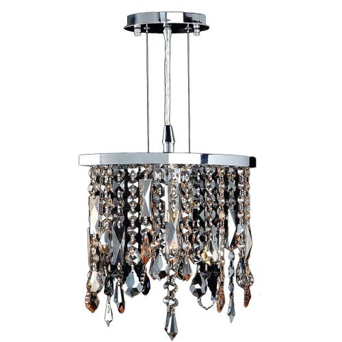  Worldwide Lighting Fiona Collection 1 Light Chrome Finish Multi-colored Crystal Pendant 10 L x 4 W x 11 H Mini