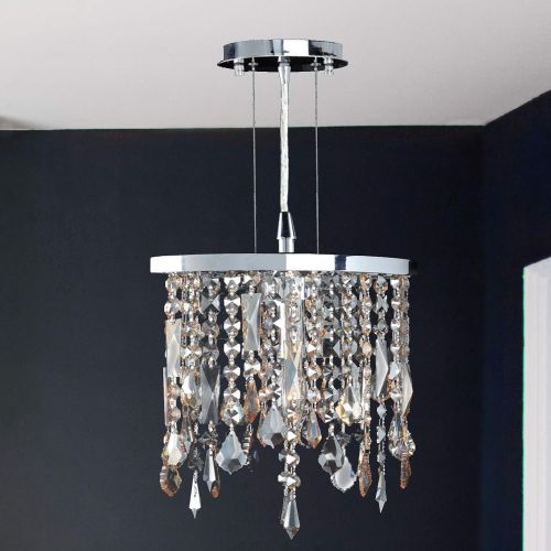  Worldwide Lighting Fiona Collection 1 Light Chrome Finish Multi-colored Crystal Pendant 10 L x 4 W x 11 H Mini