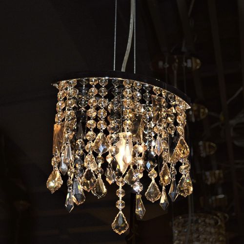  Worldwide Lighting Fiona Collection 1 Light Chrome Finish Multi-colored Crystal Pendant 10 L x 4 W x 11 H Mini