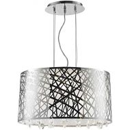 Worldwide Lighting Julie Collection 4 Light Chrome Finish Oval Drum Shade with Clear Crystal Chandelier 21 L x 12 W x 11 H Medium