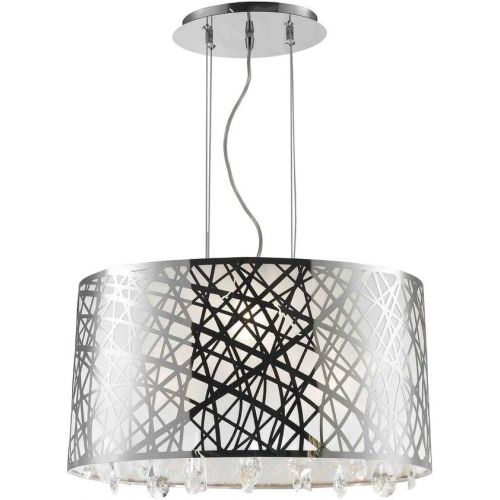  Worldwide Lighting Julie Collection 4 Light Chrome Finish Oval Drum Shade with Clear Crystal Chandelier 21 L x 12 W x 11 H Medium