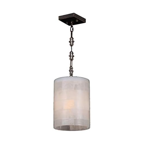  Worldwide Lighting Pompeii Collection 1 Light Flemish Brass Finish and Natural Quartz Round Pendant 6 D x 12 H Mini