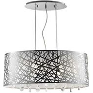 Worldwide Lighting Julie Collection 6 Light Chrome Finish Oval Drum Shade with Clear Crystal Chandelier 29 L x 12 W x 11 H Large
