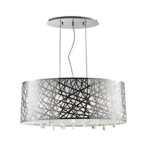  Worldwide Lighting Julie Collection 6 Light Chrome Finish Oval Drum Shade with Clear Crystal Chandelier 29 L x 12 W x 11 H Large