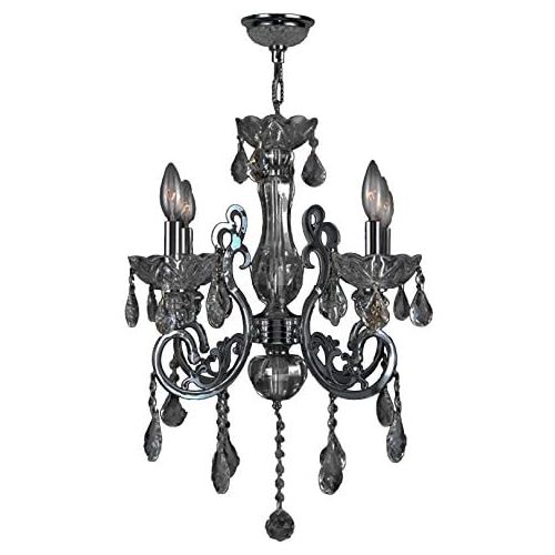  Worldwide Lighting Kronos Collection 4 Light Chrome Finish and Smoke Crystal Chandelier 20 D x 24 H Medium