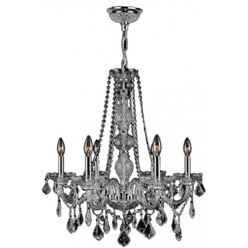  Worldwide Lighting Provence Collection 6 Light Chrome Finish and White Crystal Chandelier 24 D x 28 H Large
