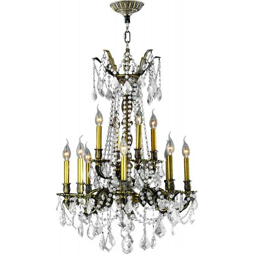  Worldwide Lighting Windsor Collection 12 Light Antique Bronze Finish and Clear Crystal Chandelier 24 D x 36 H Two 2 Tier Large
