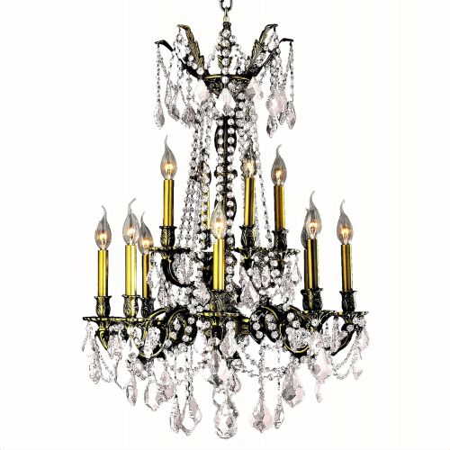  Worldwide Lighting Windsor Collection 12 Light Antique Bronze Finish and Clear Crystal Chandelier 24 D x 36 H Two 2 Tier Large