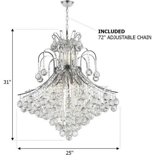  Worldwide Lighting Empire Collection 15 Light Chrome Finish Crystal Chandelier 25 D x 31 H Round Large