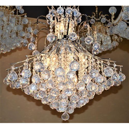  Worldwide Lighting Empire Collection 15 Light Chrome Finish Crystal Chandelier 25 D x 31 H Round Large