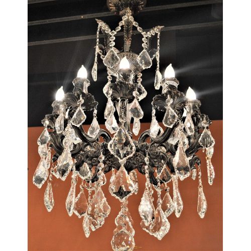  Worldwide Lighting Versailles Collection 10 Light Flemish Brass Finish and Clear Crystal Chandelier 17 D x 24 H Medium