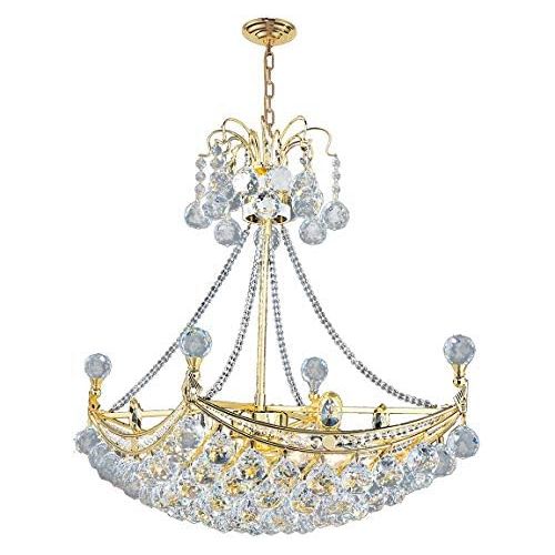 Worldwide Lighting Empire Collection 6 Light Gold Finish Crystal Umbrella Chandelier 24 L x 14 W x 18 H Oblong Large