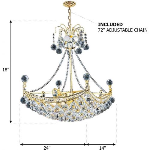  Worldwide Lighting Empire Collection 6 Light Gold Finish Crystal Umbrella Chandelier 24 L x 14 W x 18 H Oblong Large