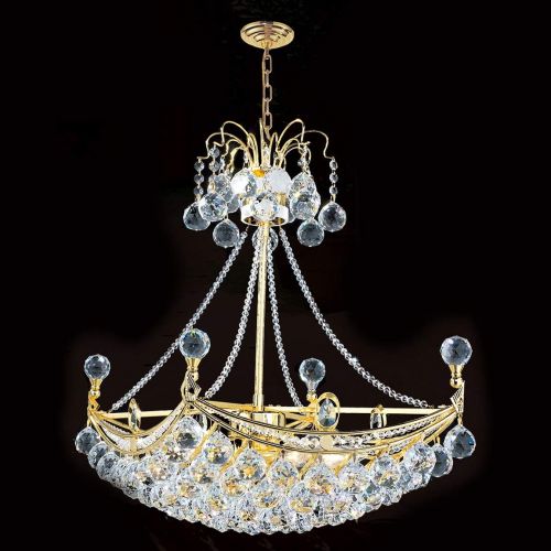  Worldwide Lighting Empire Collection 6 Light Gold Finish Crystal Umbrella Chandelier 24 L x 14 W x 18 H Oblong Large