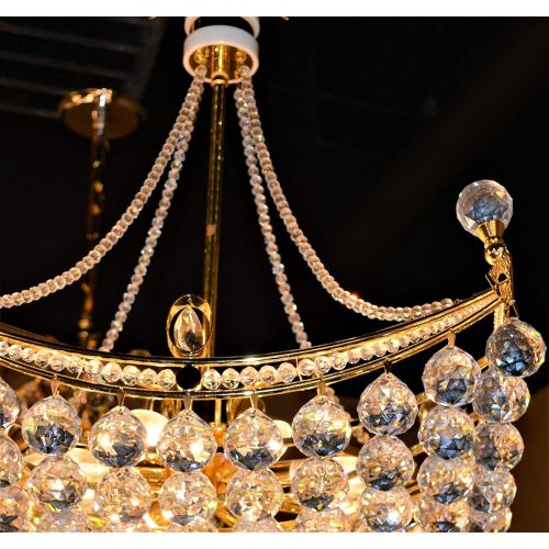  Worldwide Lighting Empire Collection 6 Light Gold Finish Crystal Umbrella Chandelier 24 L x 14 W x 18 H Oblong Large