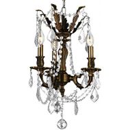 Worldwide Lighting Windsor Collection 3 Light Flemish Brass Finish and Clear Crystal Mini Chandelier 13 D x 18 H