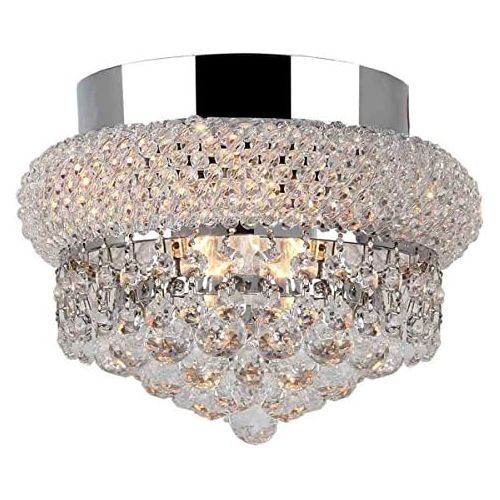  Worldwide Lighting Empire Collection 3 Light Chrome Finish and Clear Crystal Flush Mount Ceiling Light 8 D x 6 H Small