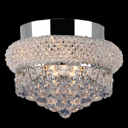  Worldwide Lighting Empire Collection 3 Light Chrome Finish and Clear Crystal Flush Mount Ceiling Light 8 D x 6 H Small