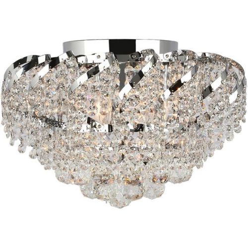  Worldwide Lighting Empire Collection 6 Light Chrome Finish and Clear Crystal Flush Mount Ceiling Light 16 D x 9 H Round Medium