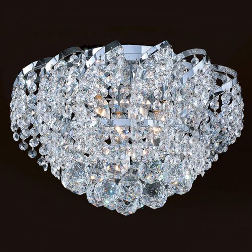  Worldwide Lighting Empire Collection 6 Light Chrome Finish and Clear Crystal Flush Mount Ceiling Light 16 D x 9 H Round Medium