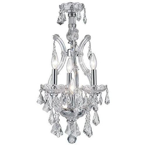  Worldwide Lighting Maria Theresa Collection 4 Light Chrome Finish and Clear Crystal Chandelier 12 D x 22 H Mini