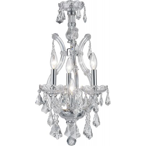  Worldwide Lighting Maria Theresa Collection 4 Light Chrome Finish and Clear Crystal Chandelier 12 D x 22 H Mini