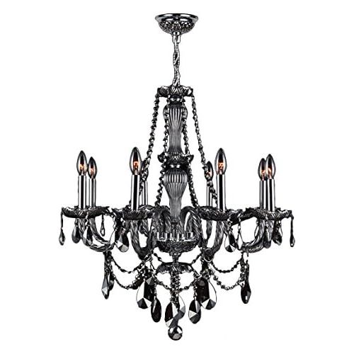  Worldwide Lighting Provence Collection 8 Light Chrome Finish and Smoke Crystal Chandelier 28 D x 30 H Large