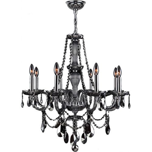  Worldwide Lighting Provence Collection 8 Light Chrome Finish and Smoke Crystal Chandelier 28 D x 30 H Large