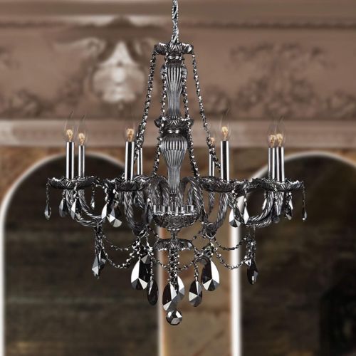  Worldwide Lighting Provence Collection 8 Light Chrome Finish and Smoke Crystal Chandelier 28 D x 30 H Large