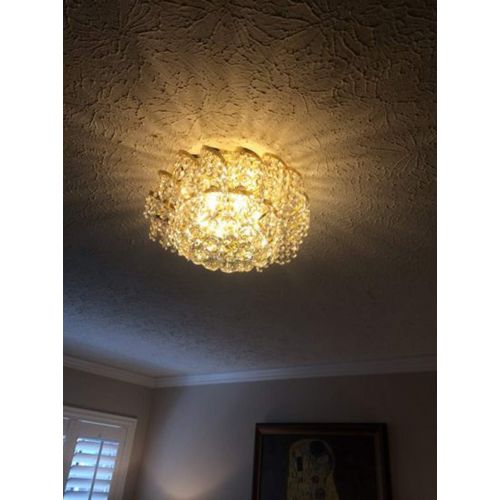  Worldwide Lighting Empire Collection 6 Light Gold Finish and Clear Crystal Flush Mount Ceiling Light 16 D x 9 H Round Medium