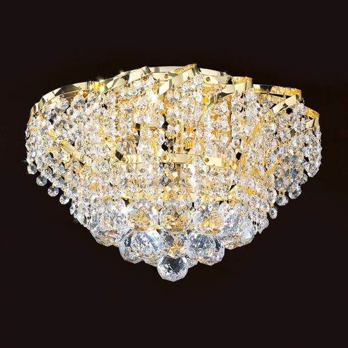  Worldwide Lighting Empire Collection 6 Light Gold Finish and Clear Crystal Flush Mount Ceiling Light 16 D x 9 H Round Medium