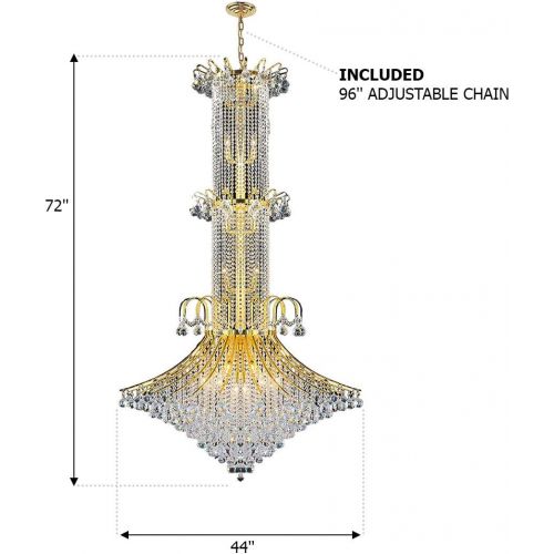  Worldwide Lighting Empire Collection 20 Light Gold Finish Crystal Chandelier 44 D x 72 H Extra Large