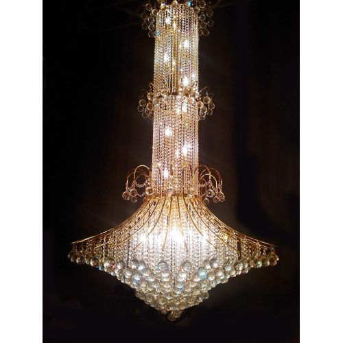  Worldwide Lighting Empire Collection 20 Light Gold Finish Crystal Chandelier 44 D x 72 H Extra Large