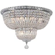 Worldwide Lighting Empire Collection 10 Light Chrome Finish and Clear Crystal Flush Mount Ceiling Light 20 D x 16 H Round Large