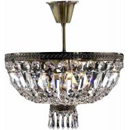 Worldwide Lighting W33087B16 Metropolitan 4 Light Flush Mount Ceiling Light, Antique Bronze Finish Crystal, Mediuum Round Fixture, 16 D x 14 H
