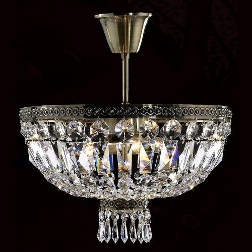  Worldwide Lighting W33087B16 Metropolitan 4 Light Flush Mount Ceiling Light, Antique Bronze Finish Crystal, Mediuum Round Fixture, 16 D x 14 H
