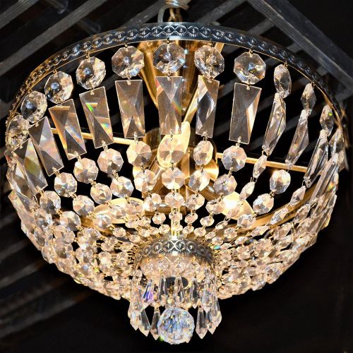  Worldwide Lighting W33087B16 Metropolitan 4 Light Flush Mount Ceiling Light, Antique Bronze Finish Crystal, Mediuum Round Fixture, 16 D x 14 H