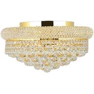 Worldwide Lighting Empire Collection 8 Light Gold Finish and Clear Crystal Flush Mount Ceiling Light 16 D x 8 H Medium