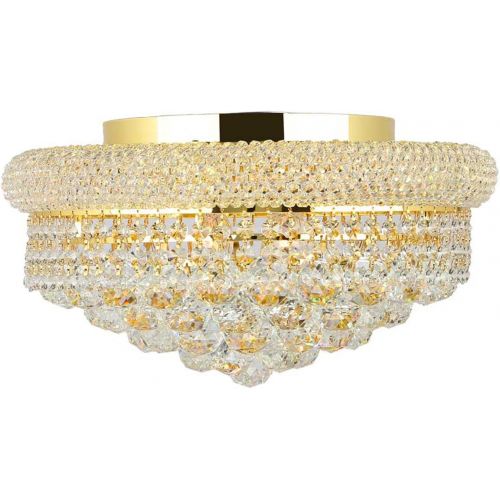  Worldwide Lighting Empire Collection 8 Light Gold Finish and Clear Crystal Flush Mount Ceiling Light 16 D x 8 H Medium