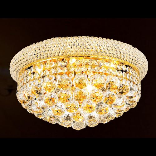  Worldwide Lighting Empire Collection 8 Light Gold Finish and Clear Crystal Flush Mount Ceiling Light 16 D x 8 H Medium