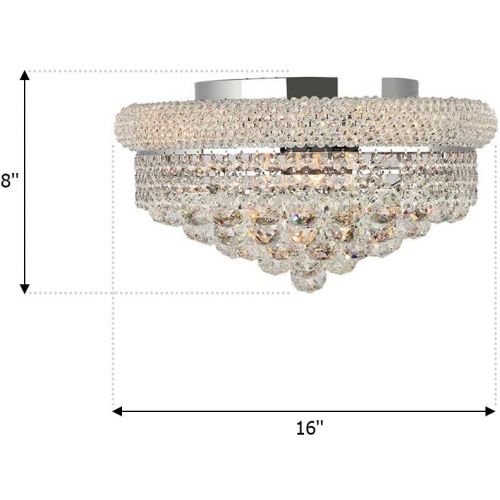  Worldwide Lighting Empire Collection 8 Light Chrome Finish and Clear Crystal Flush Mount Ceiling Light 16 D x 8 H Medium