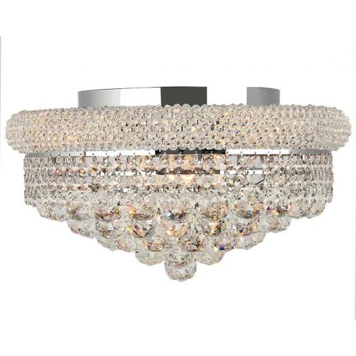  Worldwide Lighting Empire Collection 8 Light Chrome Finish and Clear Crystal Flush Mount Ceiling Light 16 D x 8 H Medium