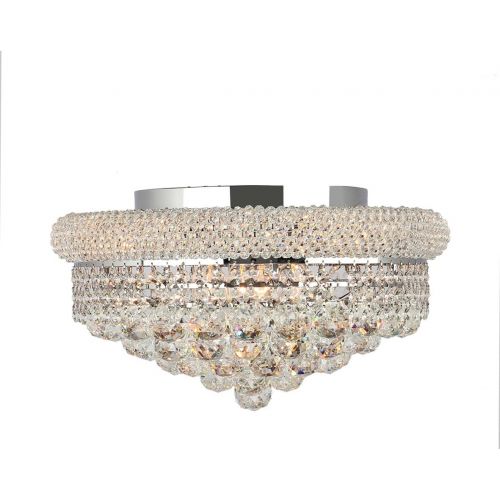  Worldwide Lighting Empire Collection 8 Light Chrome Finish and Clear Crystal Flush Mount Ceiling Light 16 D x 8 H Medium