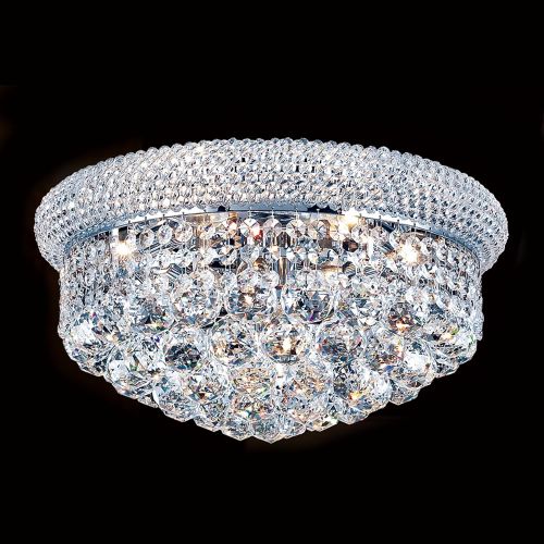  Worldwide Lighting Empire Collection 8 Light Chrome Finish and Clear Crystal Flush Mount Ceiling Light 16 D x 8 H Medium