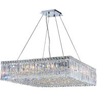 Worldwide Lighting W83514C28 Cascade Collection 12 Light Chrome Finish and Clear Crystal Square Chandelier Large, 28 x 28 x 7.5, Chrome Finish