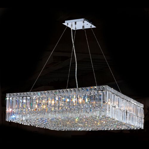  Worldwide Lighting W83514C28 Cascade Collection 12 Light Chrome Finish and Clear Crystal Square Chandelier Large, 28 x 28 x 7.5, Chrome Finish