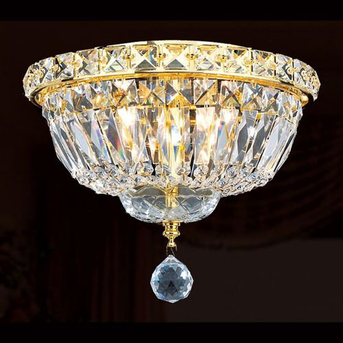  Worldwide Lighting Empire Collection 4 Light Gold Finish and Clear Crystal Flush Mount Ceiling Light 10 D x 8 H Round Small