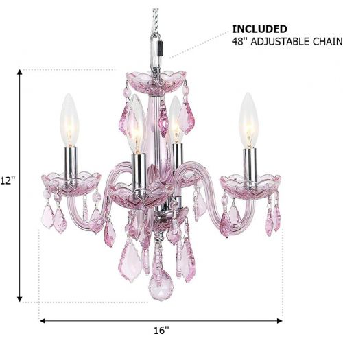  Worldwide Lighting W83100C16-CL Clarion 4 Light Mini Crystal, 16 D x 12 H, Chrome Finish and Clear Crystal Chandelier